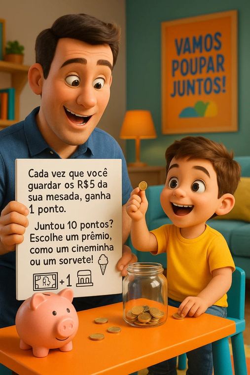 Capítulo ilustrado do ebook Pais Espertos, Filhos Ricos com atividade prática para crianças